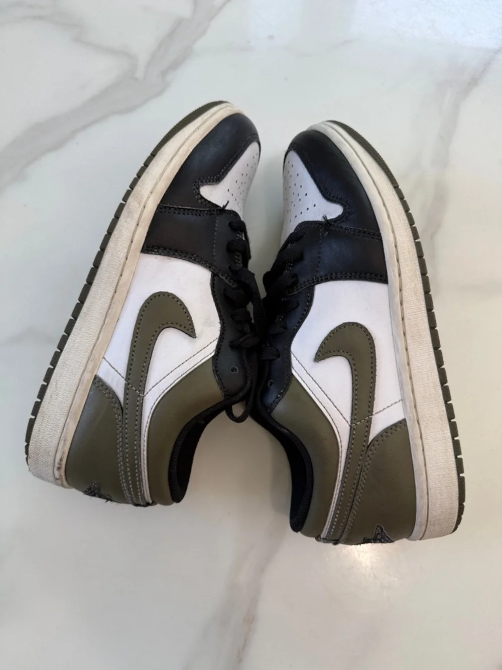 Nike Low-Top Sneakers in White, Black & Olive